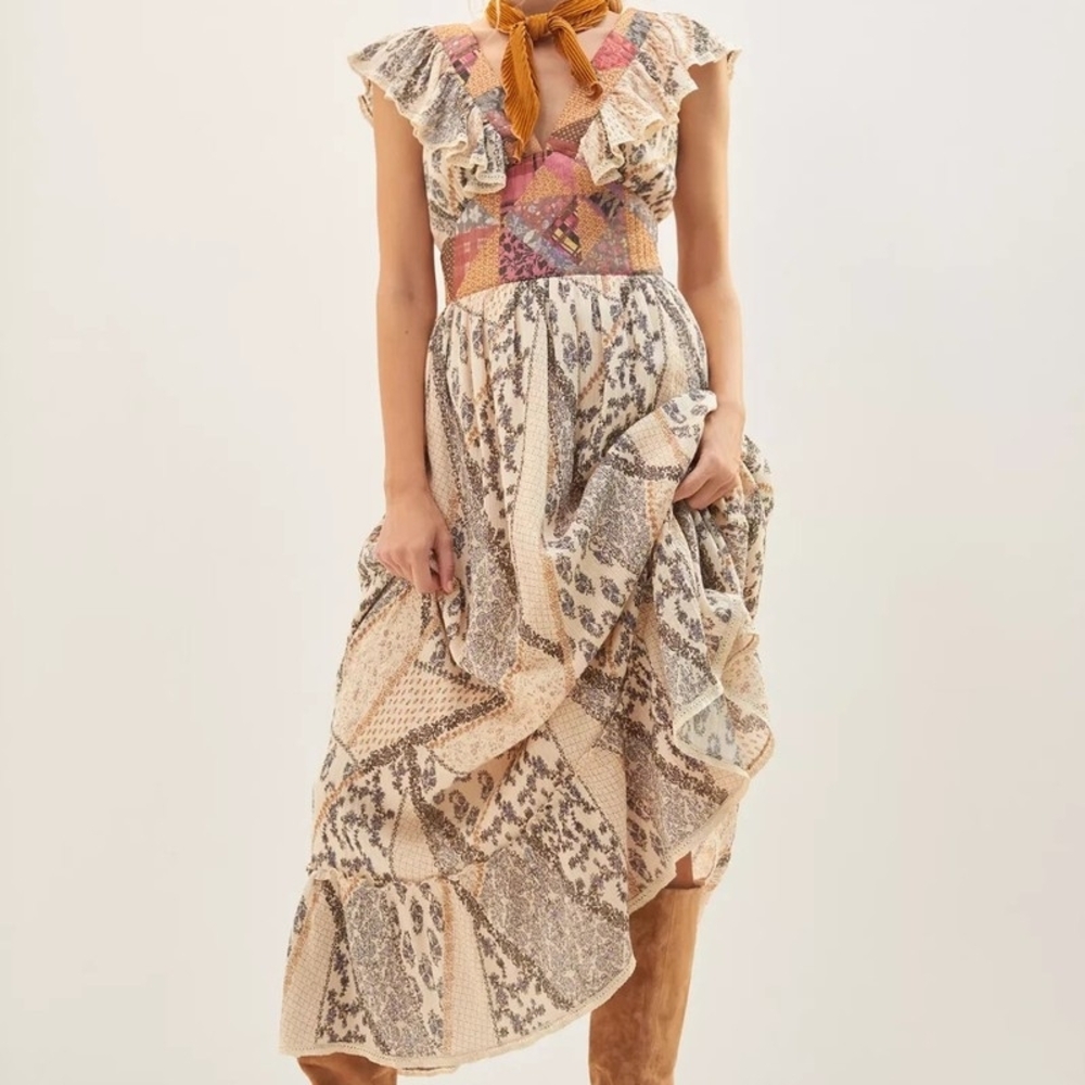 Anthropologie Multicolor Patchwork Midi Dress